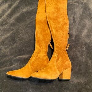 'Marlo' Tan Over The Knee Suede Leather Boots